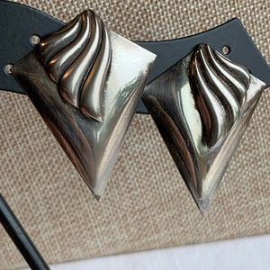 Vintage 80s Statement Earrings Geometric Swirls